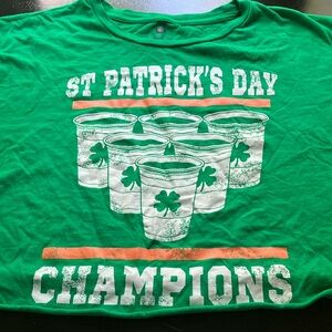 Lucky Brand Green St Patrick's Day cutoff beer pong T - xl